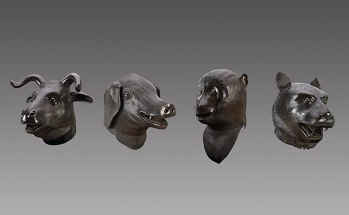 Quatre têtes en bronze d'animaux du zodiaque chinois de Yuanmingyuan