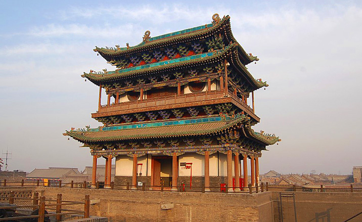 Le pavillon du rempart de la vieille ville de Pingyao, Shanxi